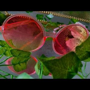 Rounded Glasses with Pink Frames